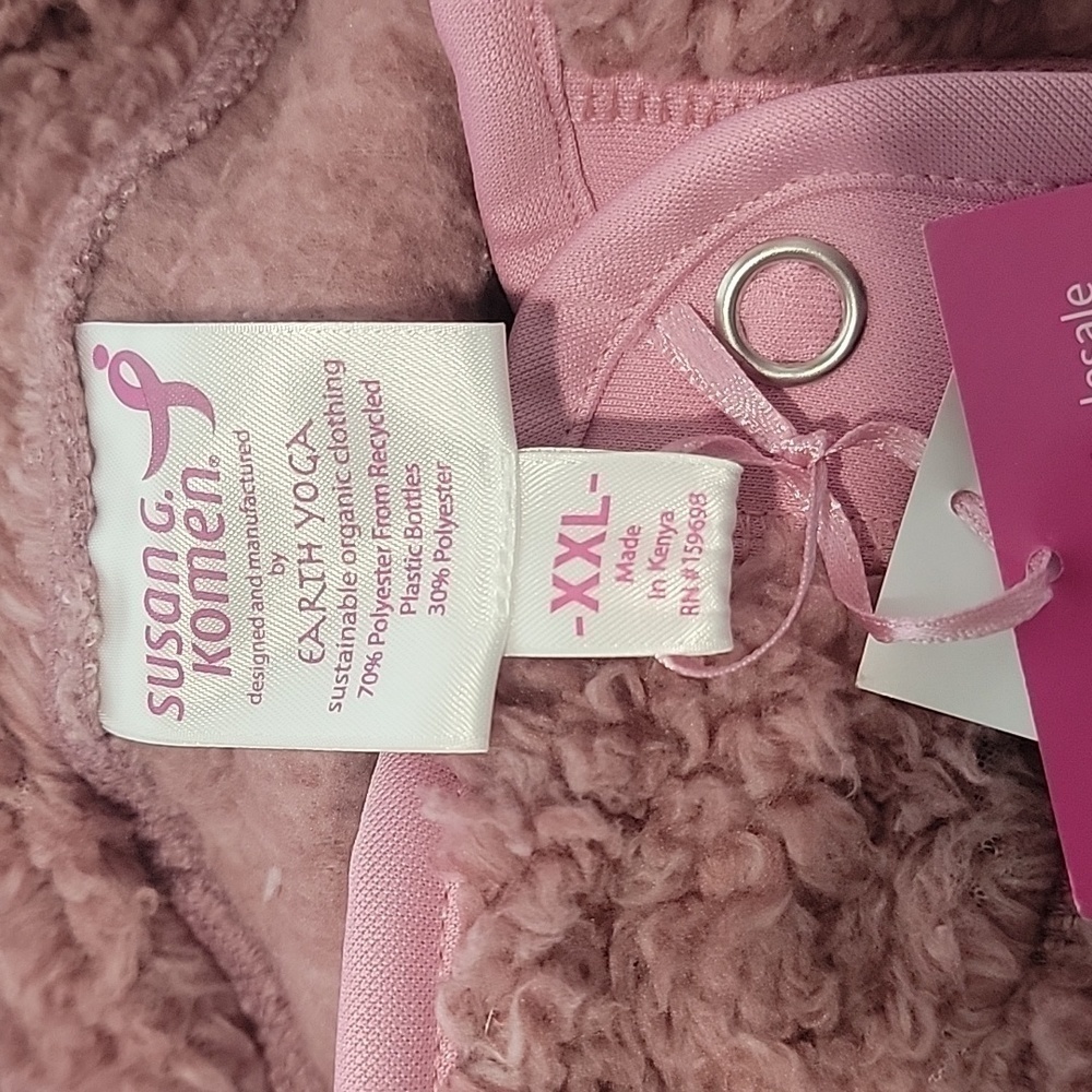 Earth YOGA Sherpa pullover for Susan Komen, mauve heather, NWT, XXL, super soft! - Picture 4 of 8